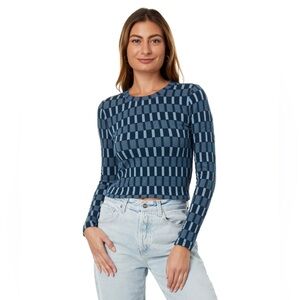 Madewell Fine Ribbed Supercrop Crewneck Long-Sleeve Tee - Small